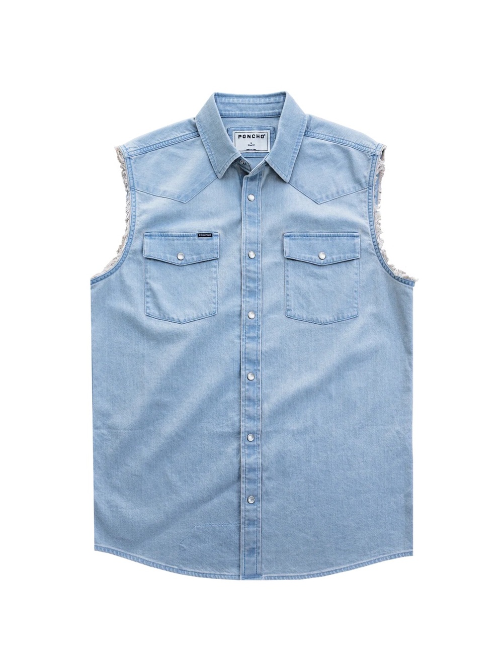 Poncho Outdoors The Right To Bare Arms Light Wash Sleeveless Snap Shirt XL